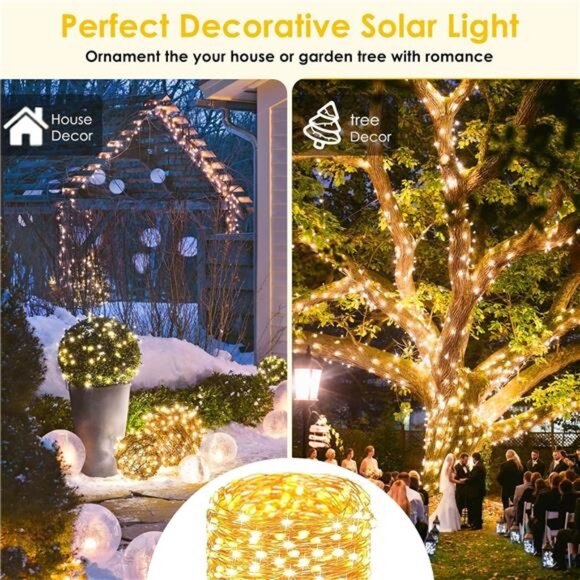 Solar String Lights Outdoor 144FT 400LED Fairy Twinkle Lights Garden Party Xmas - Picture 3 of 7